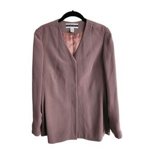 Amanda Smith Pure Silk Women's V-Neck Jacket Purple Size 4